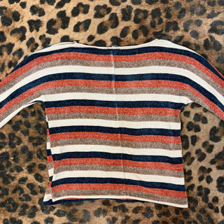 Vintage Cream, Blue and Peach Velour Top